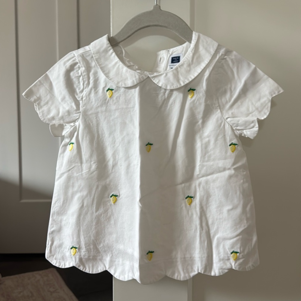 Janie & Jack white embroidered blouse with lemons